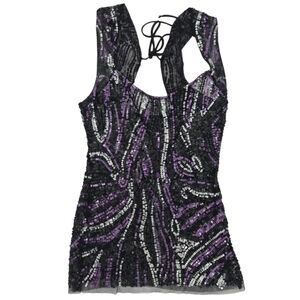 Arden B Y2K vintage Purple Black Silver sequin Club Party Event top